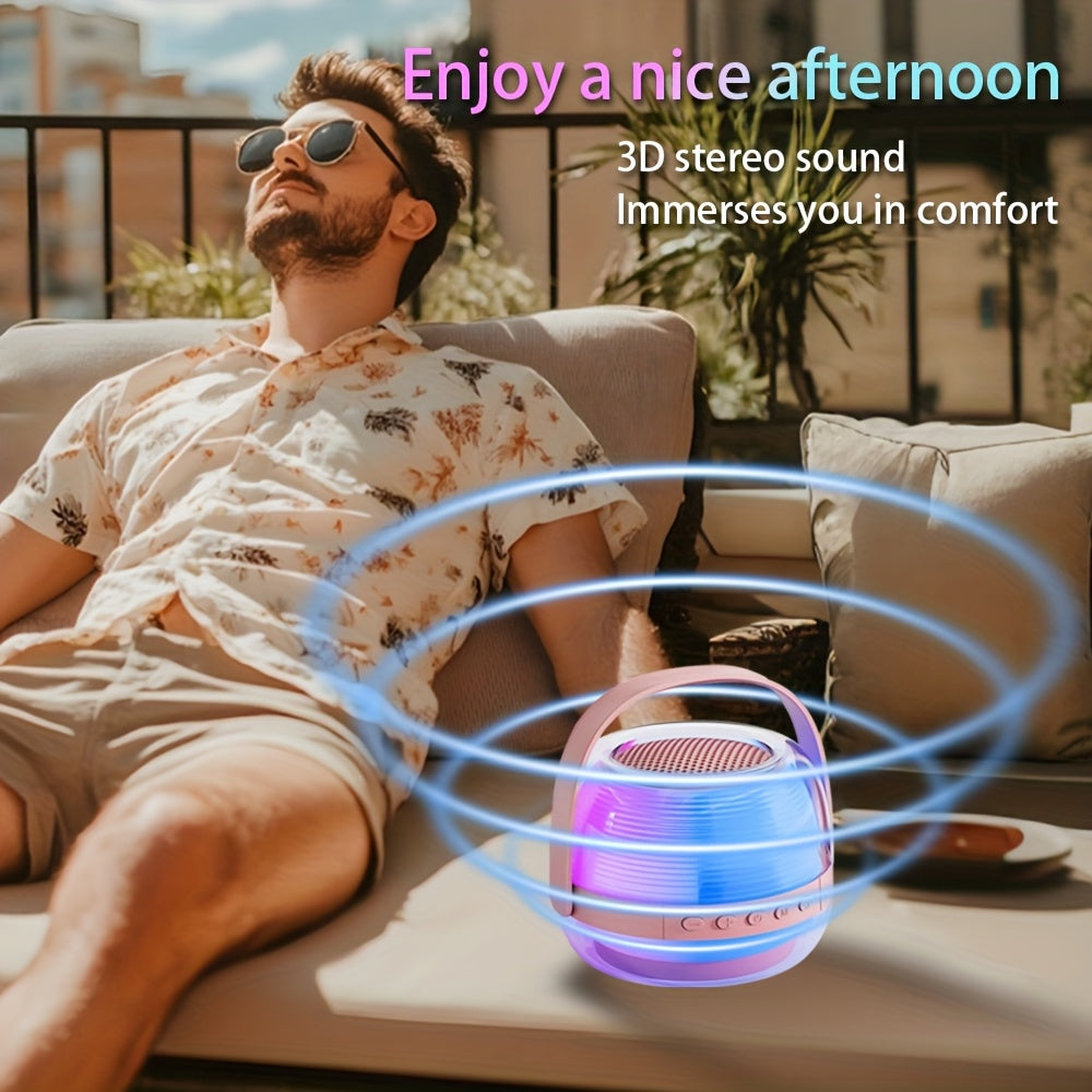 3pcs Portable Mini Karaoke Machine with 2 Wireless Microphones - USB Charging, Wireless Speakers for Birthday Party and Home Entertainment, LED Light Karaoke Machine, Birthday Party, Family Gathering, Christmas Gift, New Year