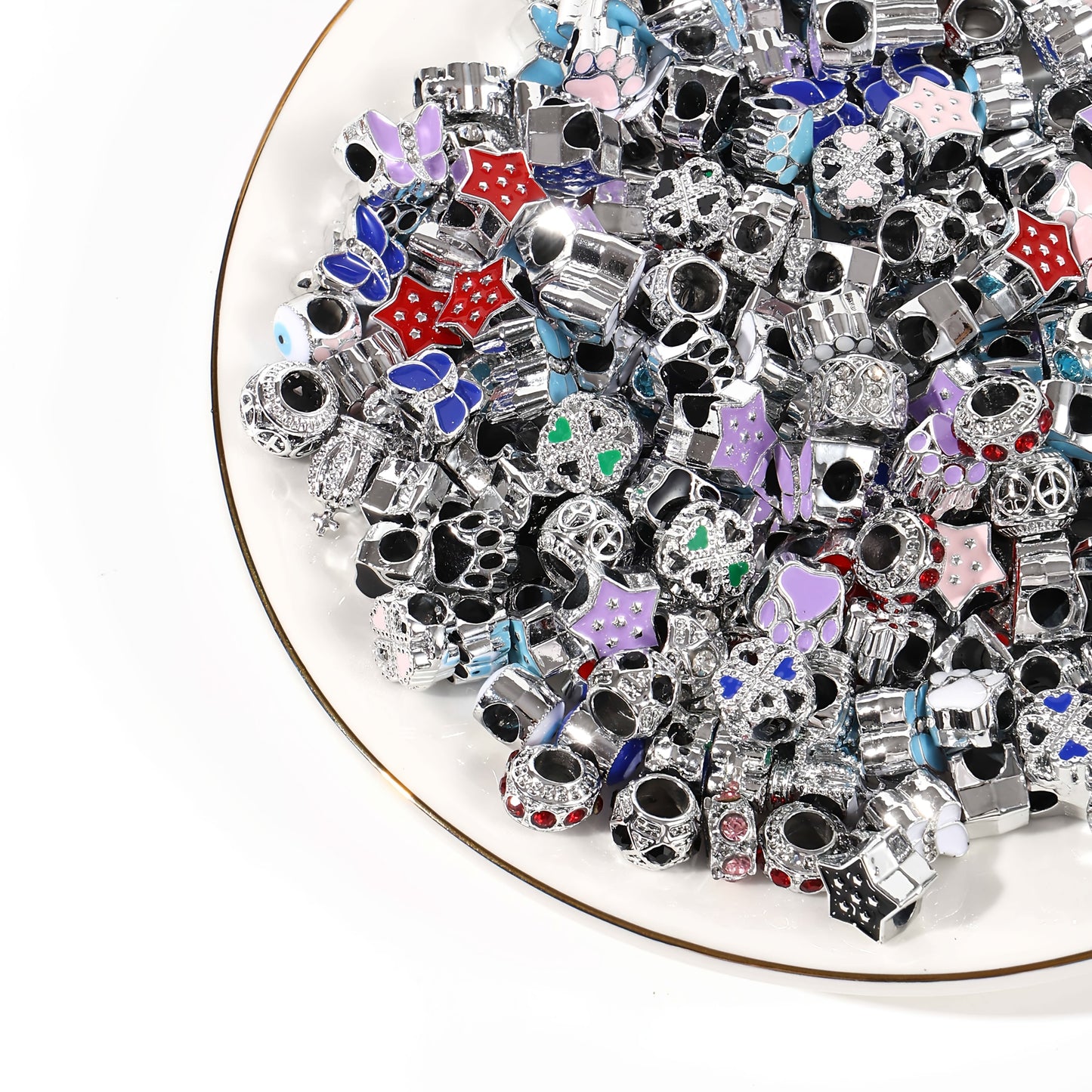 115 198 Pcs Beads Dripping Water Metal Large Hole DIY Jewelry Materials for Womens Handicrafts Bracelets and Necklaces