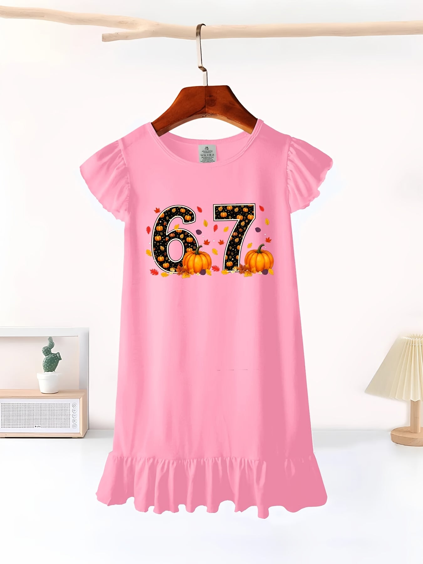 Girls Over 3 Years Sleeveless Flutter Sleeve Dress 67 Meme Detail Elastic Midsection Machine Washable Party Outfit