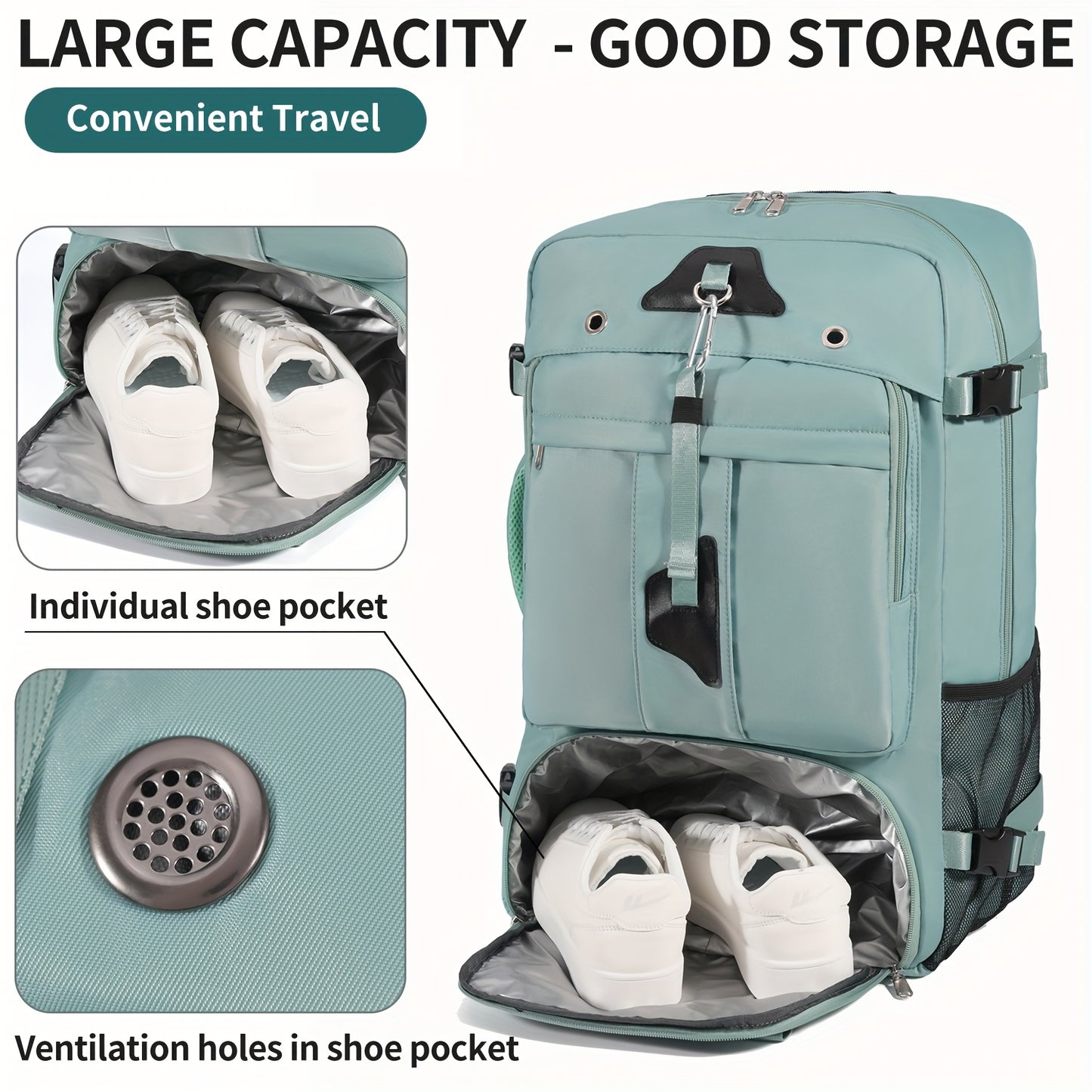 Men's & Women's Large Capacity 17.3" Laptop Backpack - Heavy-Duty Travel Duffel Bag with Shoe Compartment, Convertible Carry-On, Unisex Laptop Suitcase Replacement, Machine Washable (Black) for Business,, Airplane Use - Multi