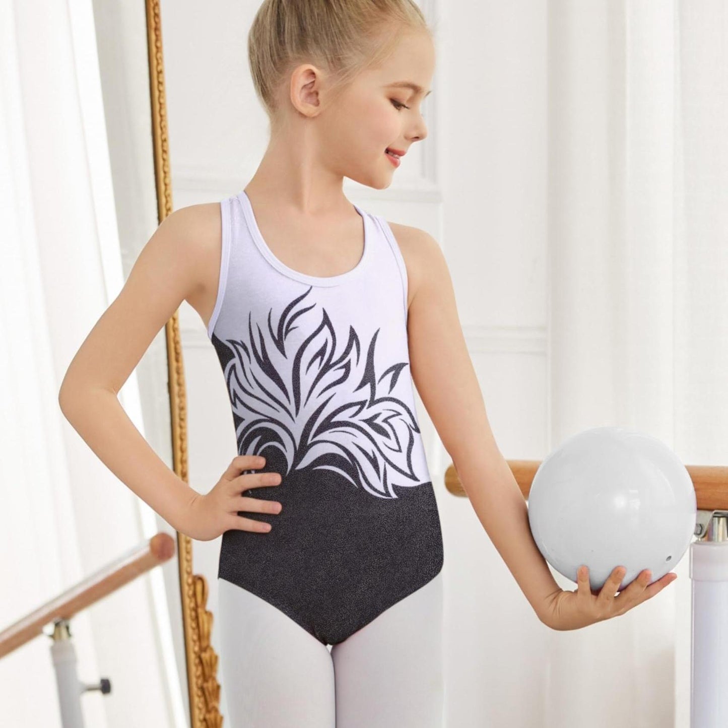Girls Ballet Leotard Hollow Back Tank Bodysuit For Dance