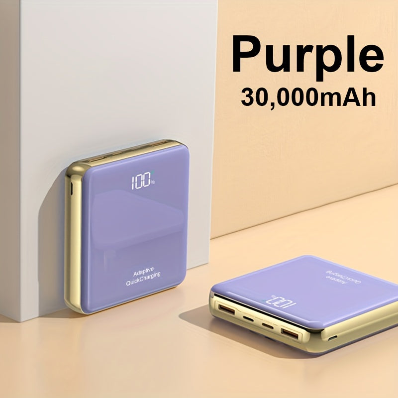 KAXOE 30000mAh 20000mAh High-Capacity Super Fast Charging Power Bank Portable Charger Fast Charging with LED Display Built-in 4 Cables Mobile Battery for iPhone for Samsung for Tablet