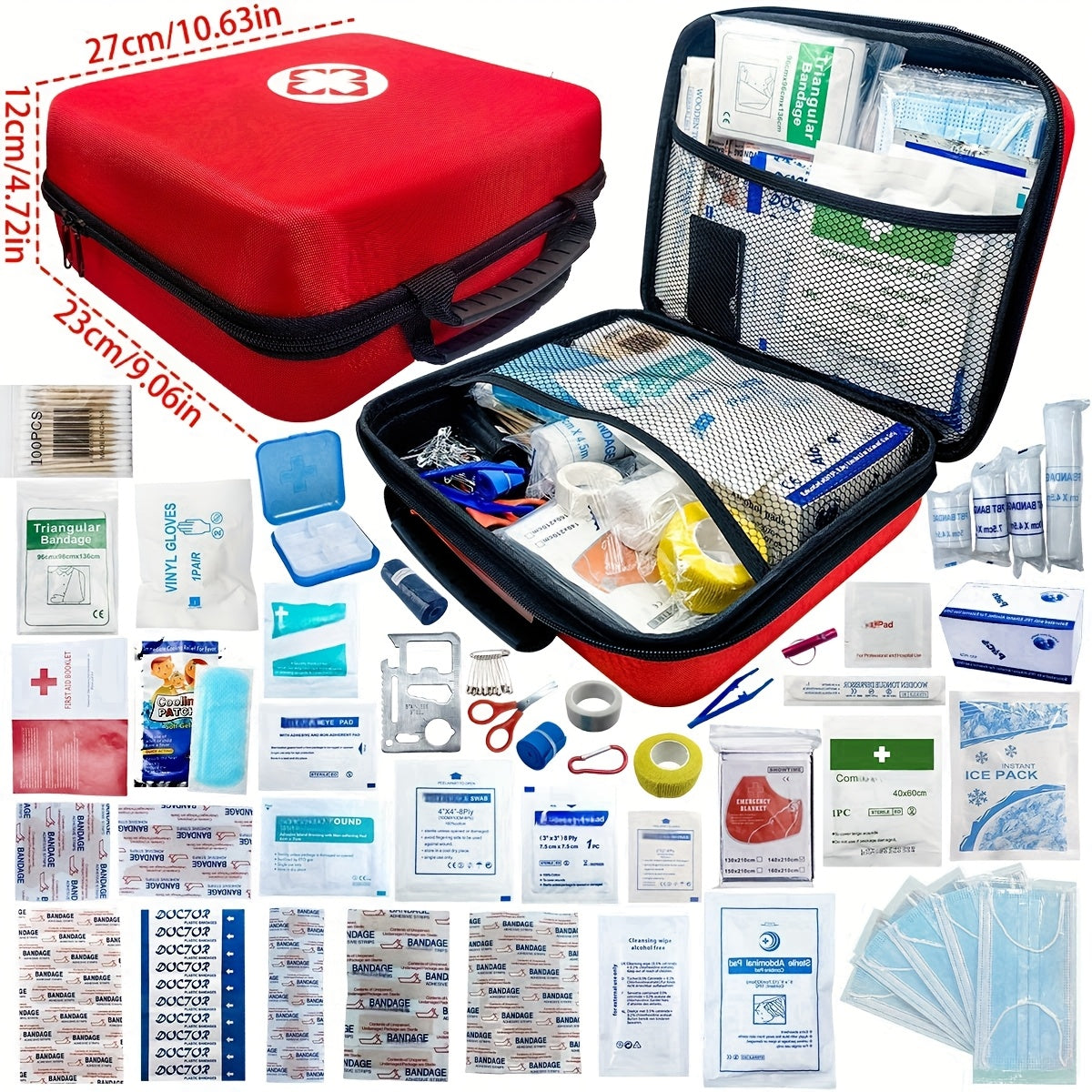 Ultimate 1030pcs Emergency Kit with Scissors, Bandages & Tape - Portable, EVA Material for Home, Office, School Dorms & Road Trips - Ideal Gift for Family & Friends