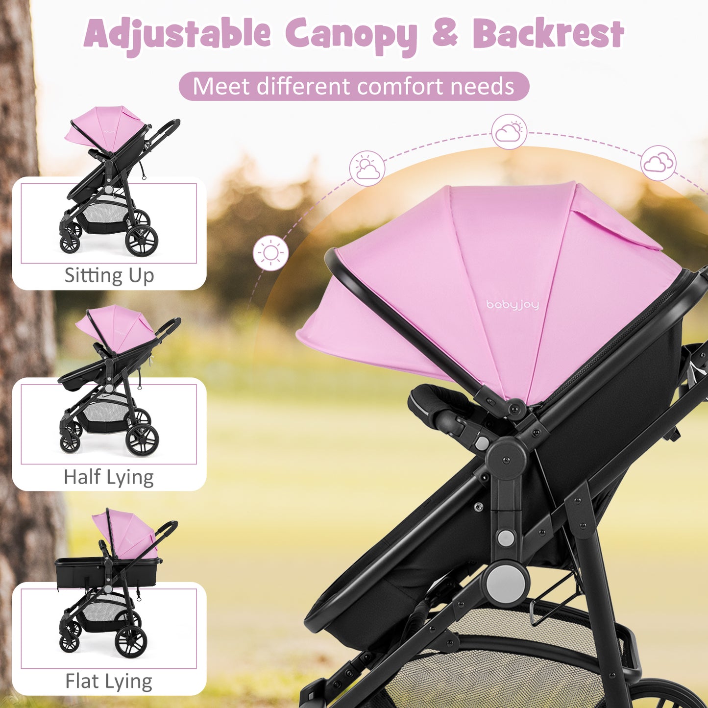 LIFEZEAL 2-in-1 Convertible Baby Stroller Lightweight Foldable