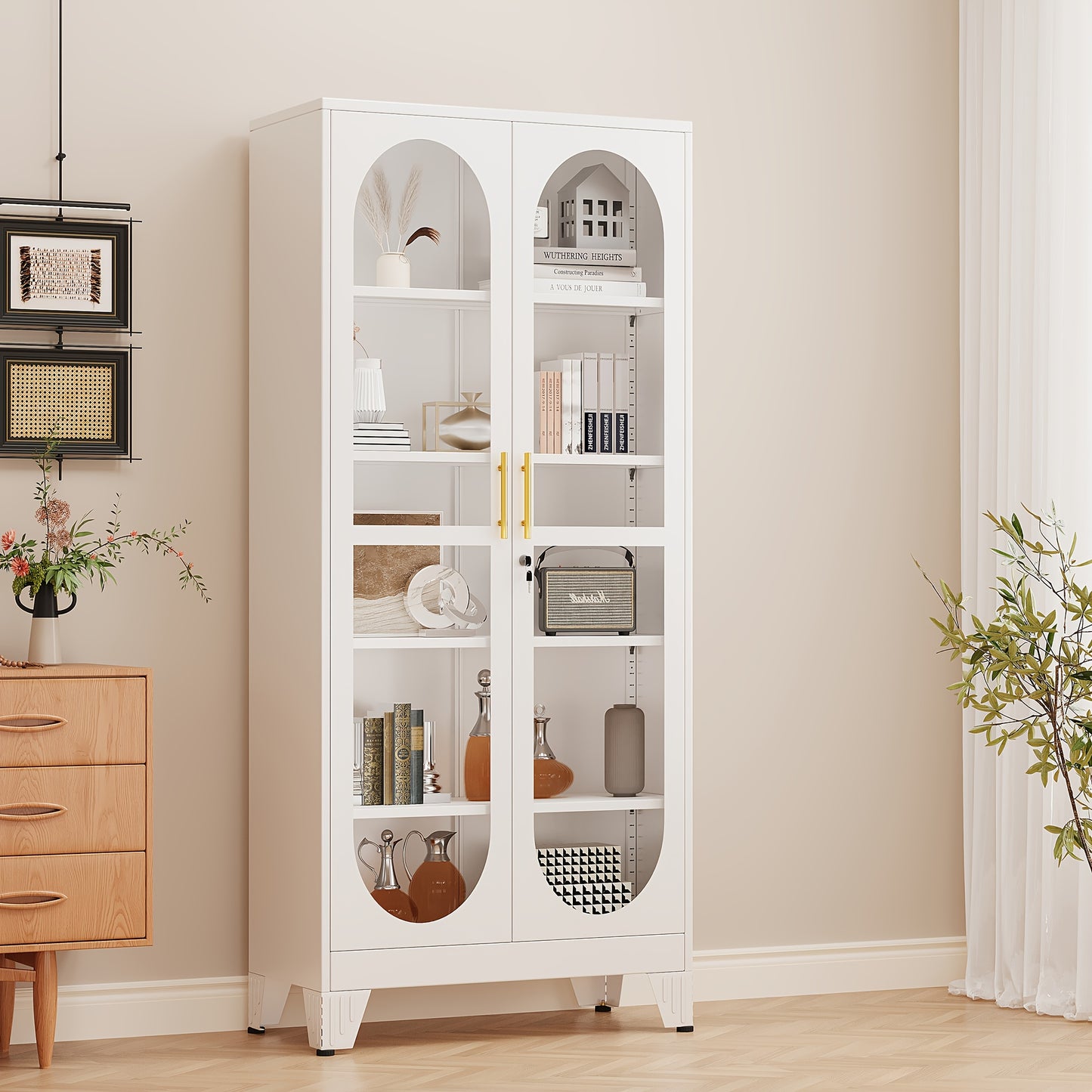 Metal Glass Display Cabinet With Adjustable Shelves For Exhibits