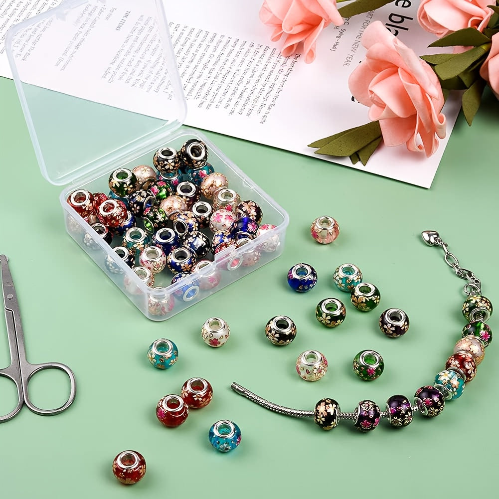 Glass Beaded Beads for Jewelry Making | 50pcs Patterned DIY Craft Beads | Casual Style | Suitable for Beginners