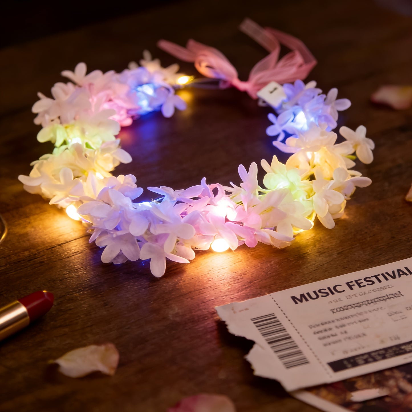 LED Illuminated Wreath with Soft Glow Lights - Shining Plastic Lavender Wreath Suitable for Christmas, Weddings, Birthdays, Bohemian Decor & Photobooth Props, Lightweight Portable for - Decoration, Christmas Decor