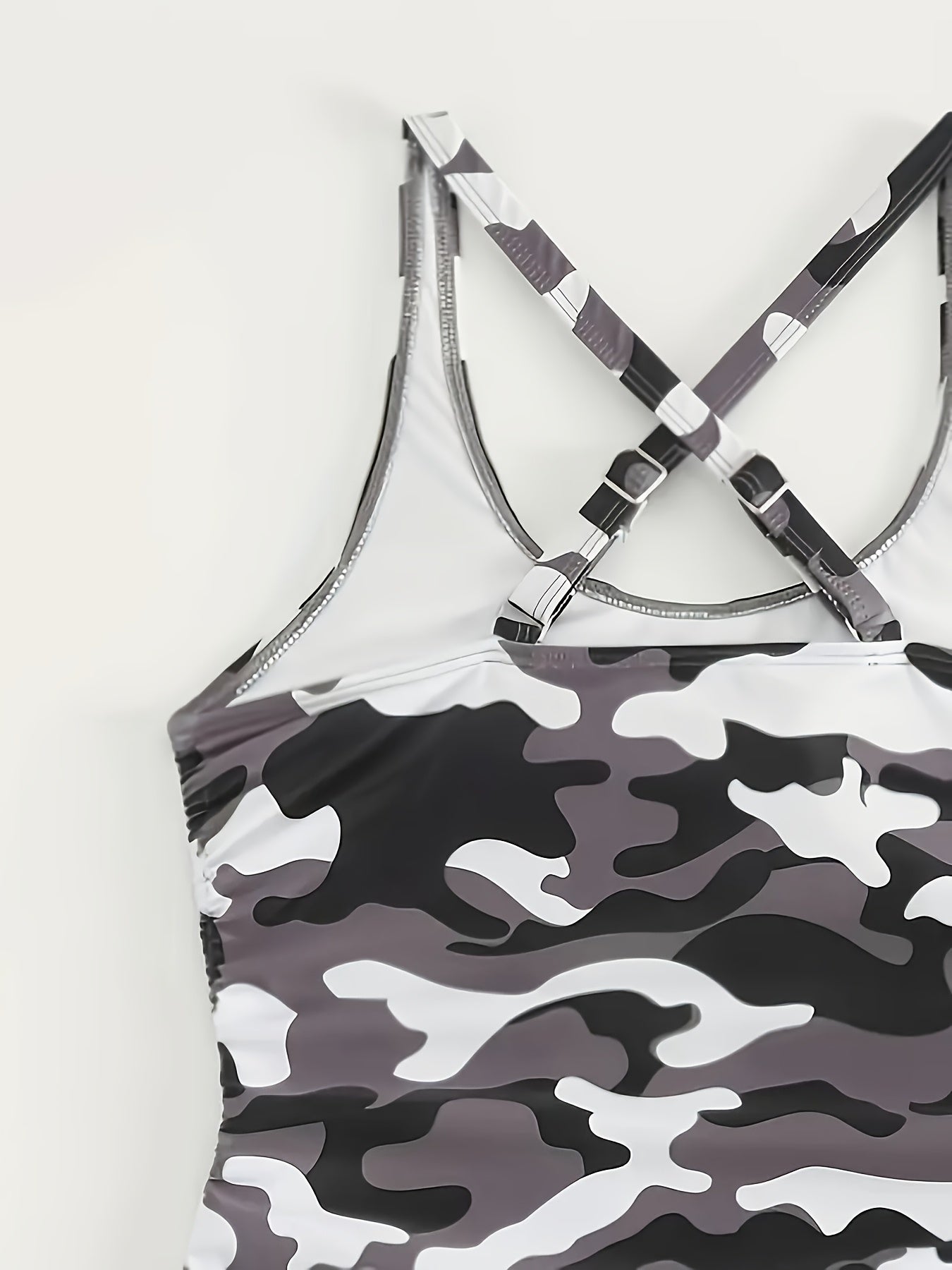 Popular New European And American Swimsuit Women'S Tankini Two-piece Set Conservative Split Slimming Camisole Camouflage Swimsuit Women