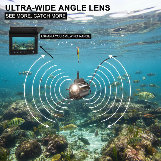 Latest Upgraded Version 4.3-inch Single-sided Screen Shielded Fishing Viewing Set, Fish Finder, HD Underwater Camera, Underwater Fishing Tool, 140° Wide-angle Lens, Fish-attracting Light, Perfect for Fishing Enthusiasts, Bir