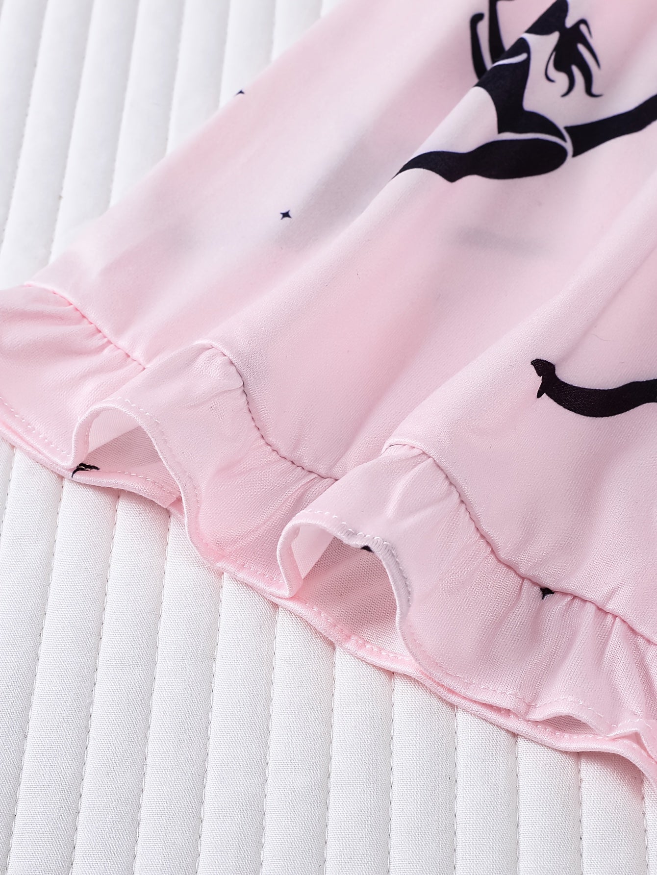 Girls' 2pcs sleeping suit with flame retardant short sleeves, new pink base, cartoon printed dance for little girls, comfortable casual medium and large's wear for parties., Sleepwear For Girls, Dance Party Wear, Short Sleeve