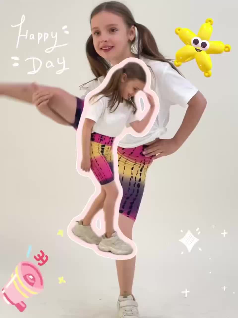 Girls Print Summer Knee High Shorts Regular Fit Soft Stretch