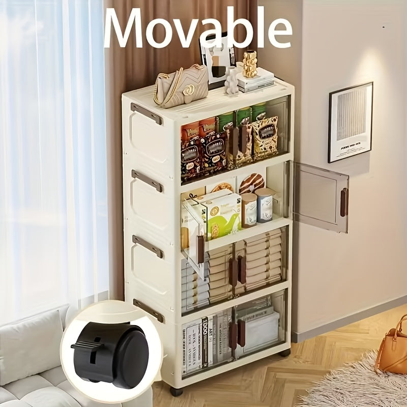 3-4-5 Layer Folding Storage Cabinet With Lid And Wheels
