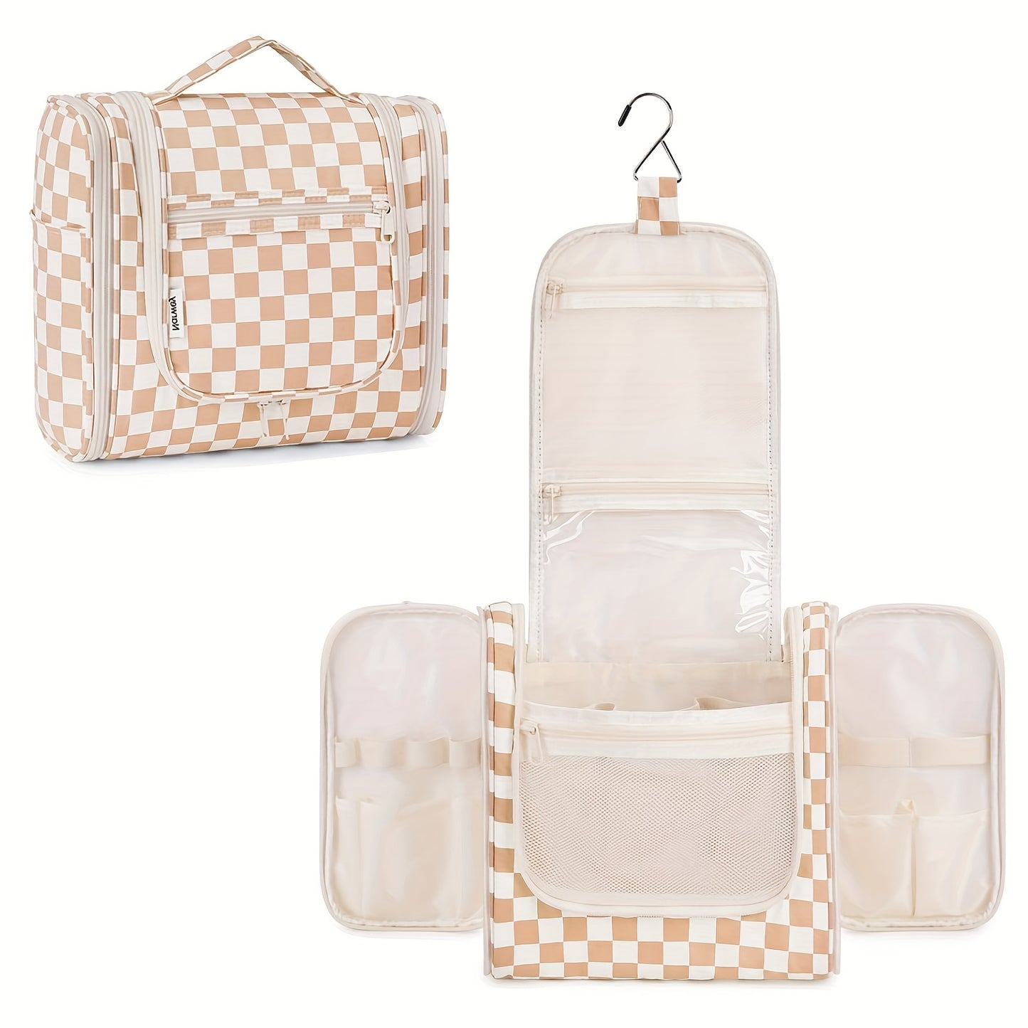 Women's Large Capacity Hanging Toiletry Bag - Travel Cosmetic Organizer with Hanging Hook & Top Handle, Zipper Closure, Lightweight Makeup Case with Multiple Compartments - Elegant Purple, Airport Approved for Carry-On Luggag