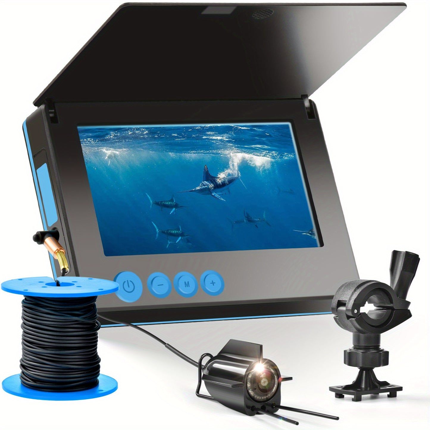 Latest Upgraded Version 4.3-inch Single-sided Screen Shielded Fishing Viewing Set, Fish Finder, HD Underwater Camera, Underwater Fishing Tool, 140° Wide-angle Lens, Fish-attracting Light, Perfect for Fishing Enthusiasts, Bir