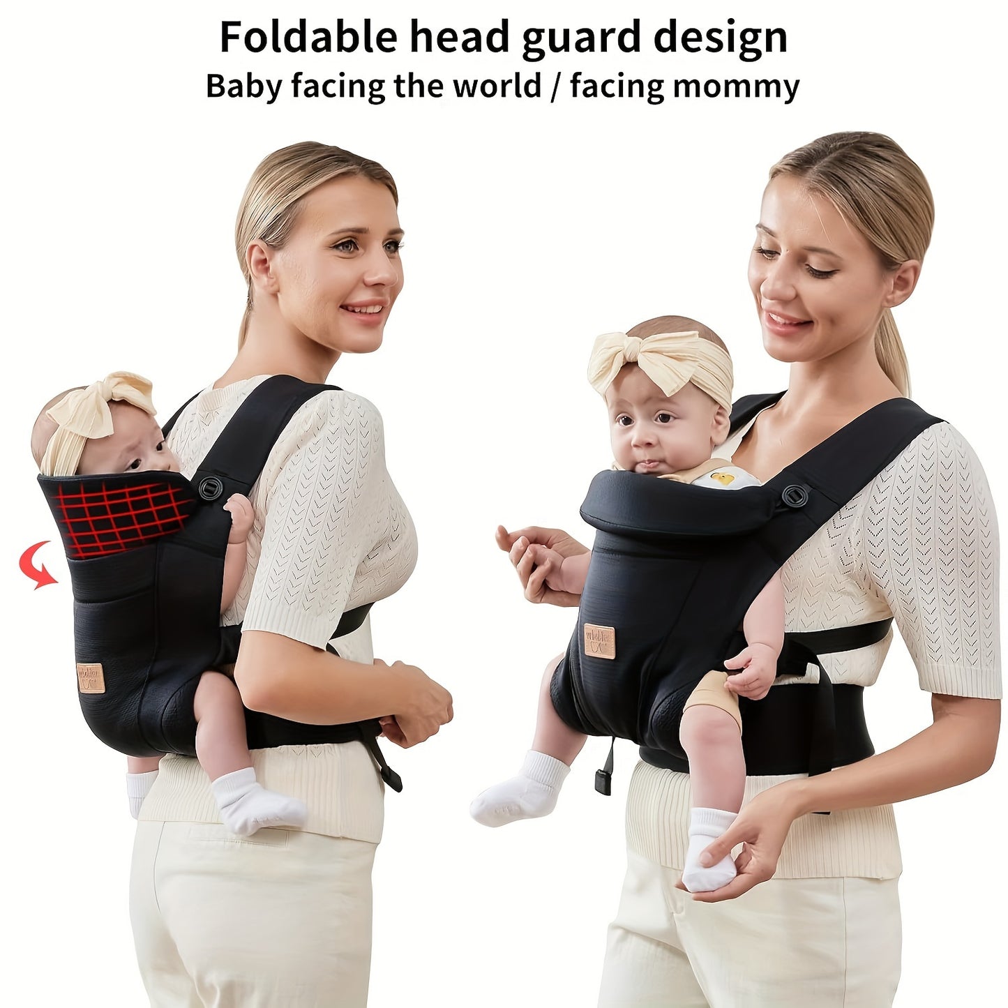 VRBABIES Ergonomic Baby Carrier With Adjustable Waist Belt Buckles