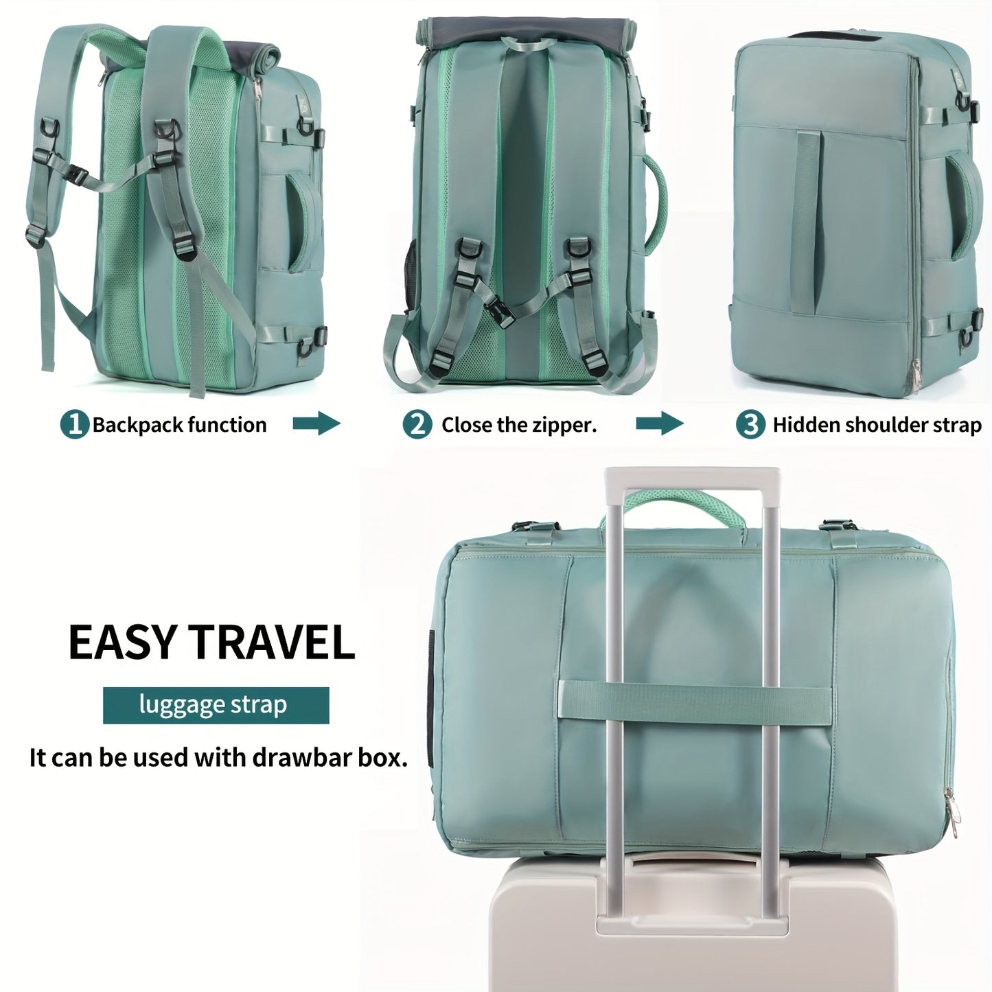 Men's & Women's Large Capacity 17.3" Laptop Backpack - Heavy-Duty Travel Duffel Bag with Shoe Compartment, Convertible Carry-On, Unisex Laptop Suitcase Replacement, Machine Washable (Black) for Business,, Airplane Use - Multi