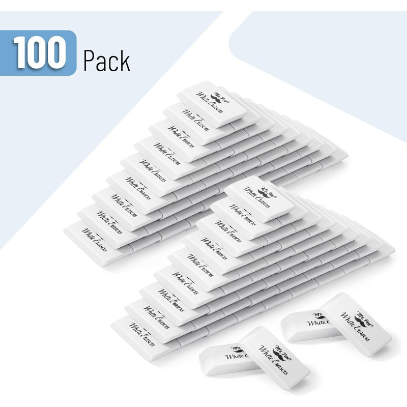 Mr Pen Large Rubber Erasers 100 Pieces Bulk Pack Smudge Free No Residue Oval Erasers for Pencils