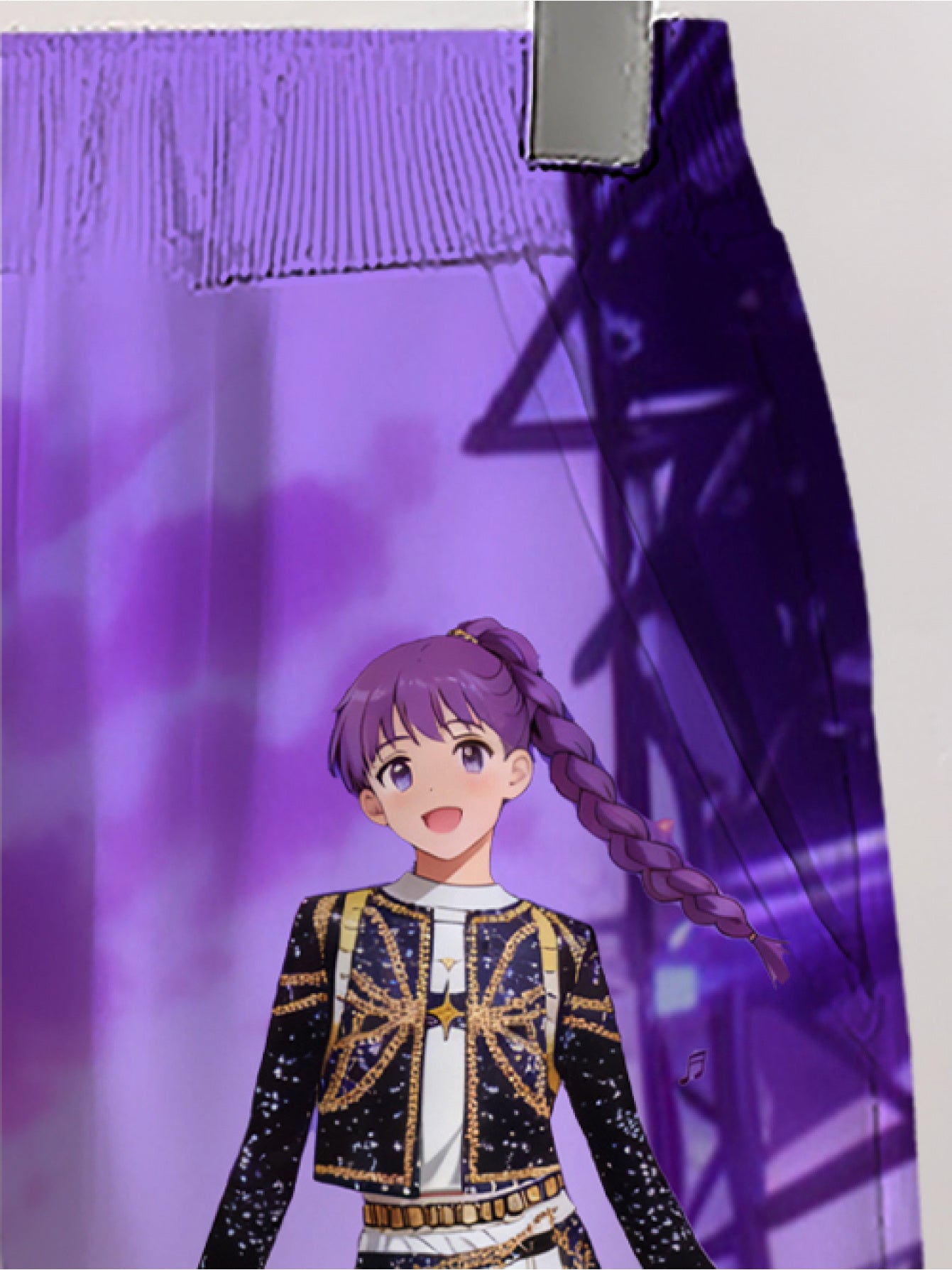 Girls' Dazzling Purple Stage Style Hoodie Set, Dazzling Purple Full Printed Double Braid Girls' Music Stage Pattern Eye Catching, Light Beige Friendly and Comfortable, Hooded Warmth, Fashionable and Worry Free, Helping Girls