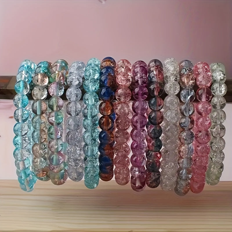 Bohemian Multicolor Glass Bead Elastic Bracelets Set For Men And Women Color Changing Beads DIY Jewelry Supplies Party