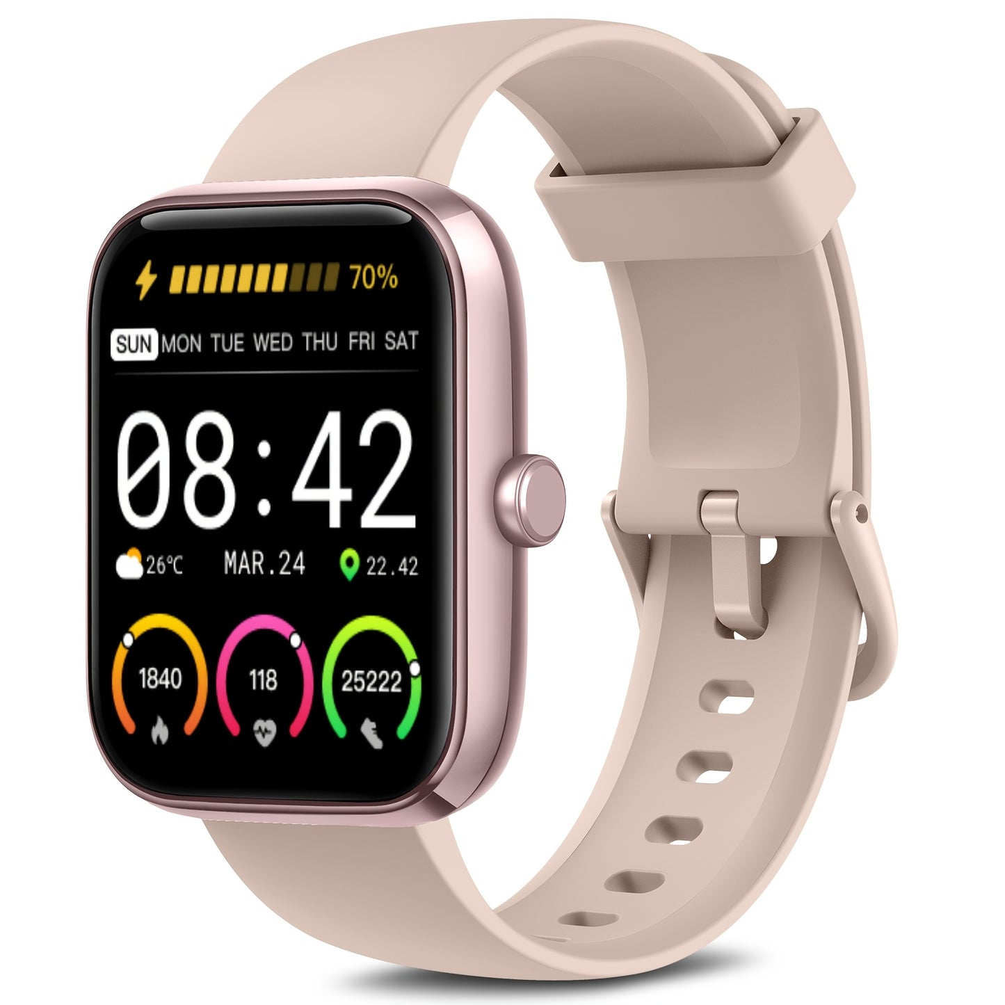 FUVEHA Smartwatch Gift for Men And Women, 1.8" HD Full Touch Screen, Make & Receive Calls, Message Notifications, 100+ Sports Modes, Lightweight & Breathable.Built-in Alexa, Compatible with Android And for iPhone.Perfect Gift