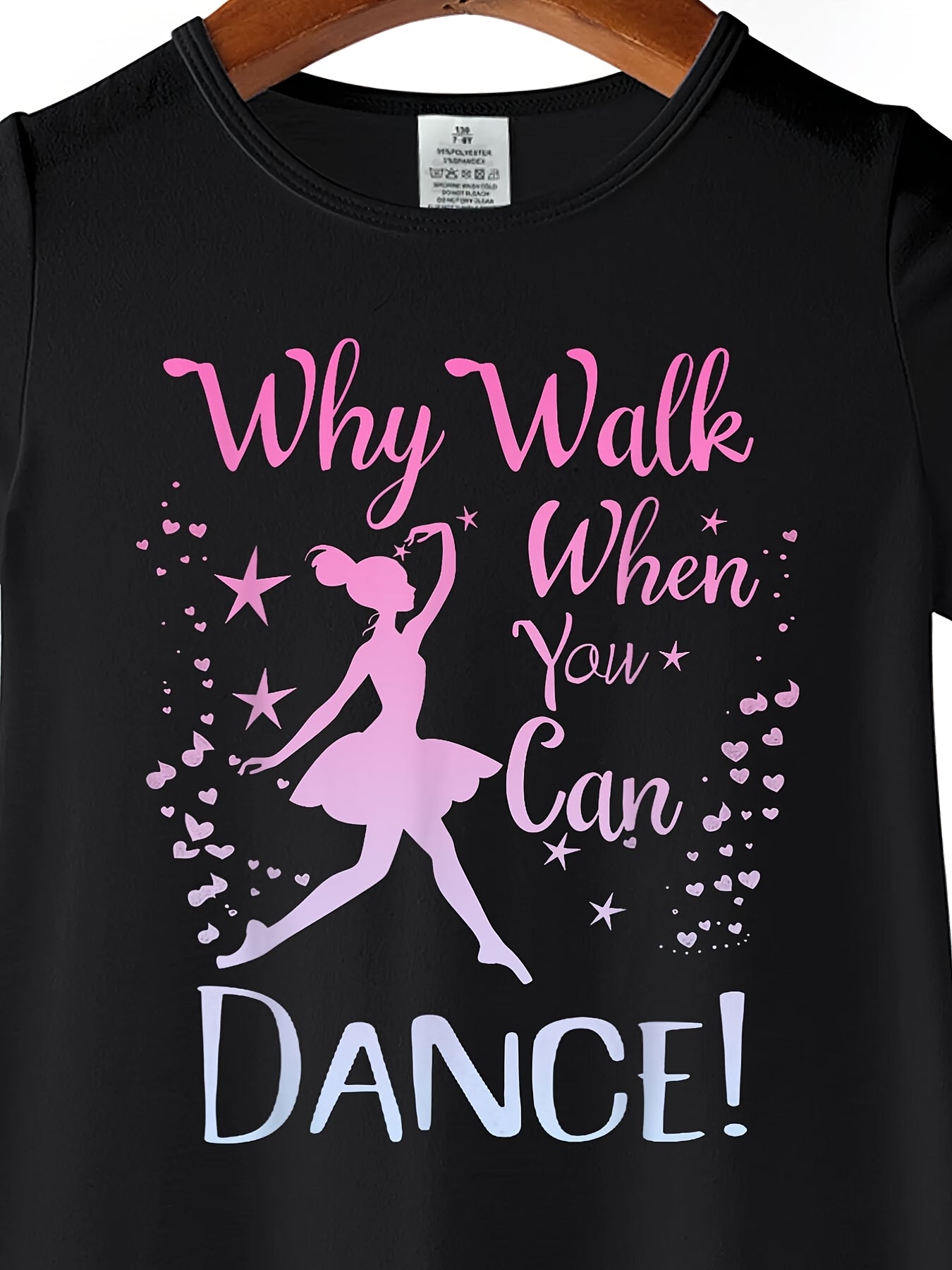 Girls Ballet Dance Recital Outfit - Pink tutu-like dress with "Why Walk When You Can Dance!" Phrase, Stretchy Knit tutu party dress for Ballet Performances, Photo Shoots - Machine Washable Birthday Girl Dance, Ballet Dress, C