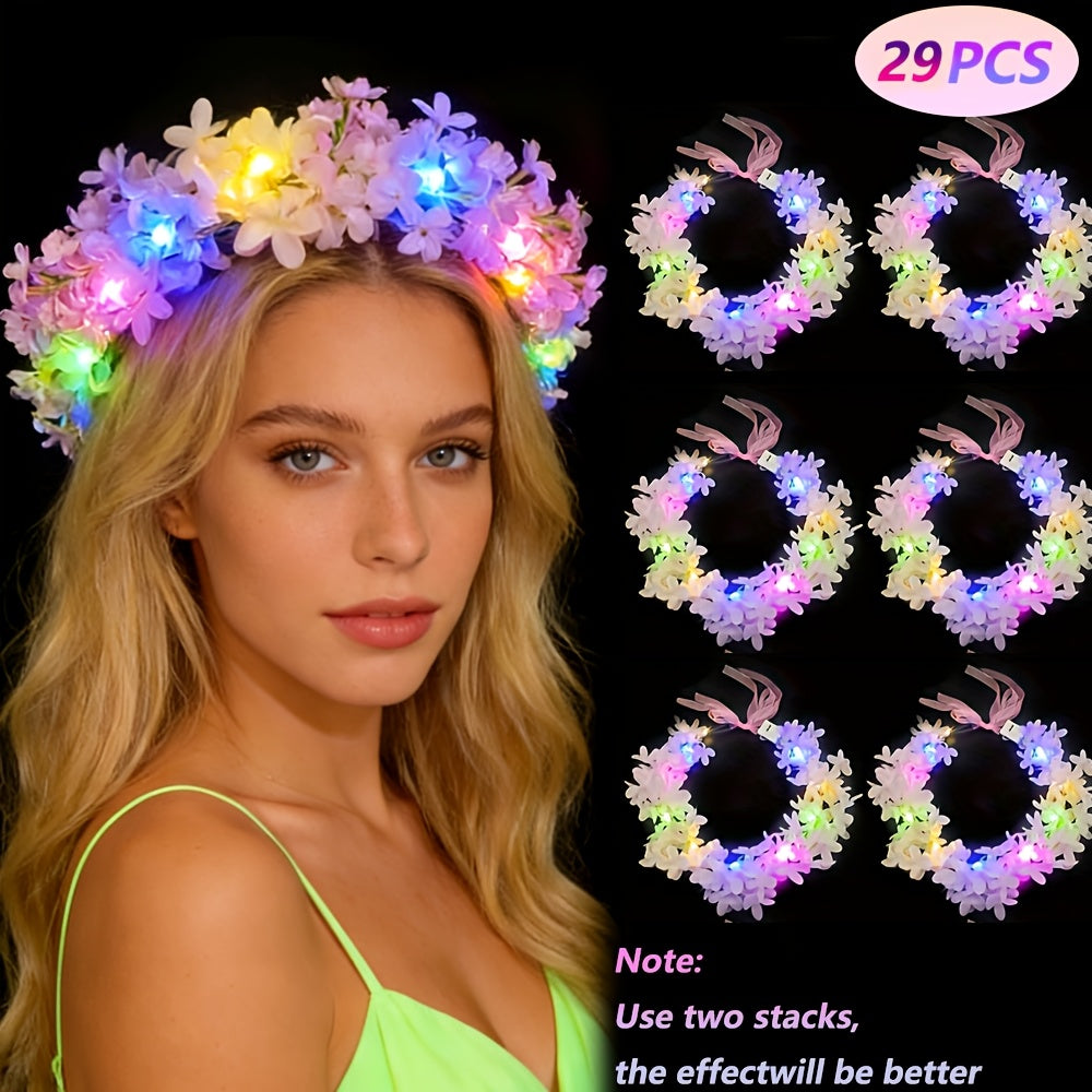 LED Illuminated Wreath with Soft Glow Lights - Shining Plastic Lavender Wreath Suitable for Christmas, Weddings, Birthdays, Bohemian Decor & Photobooth Props, Lightweight Portable for - Decoration, Christmas Decor