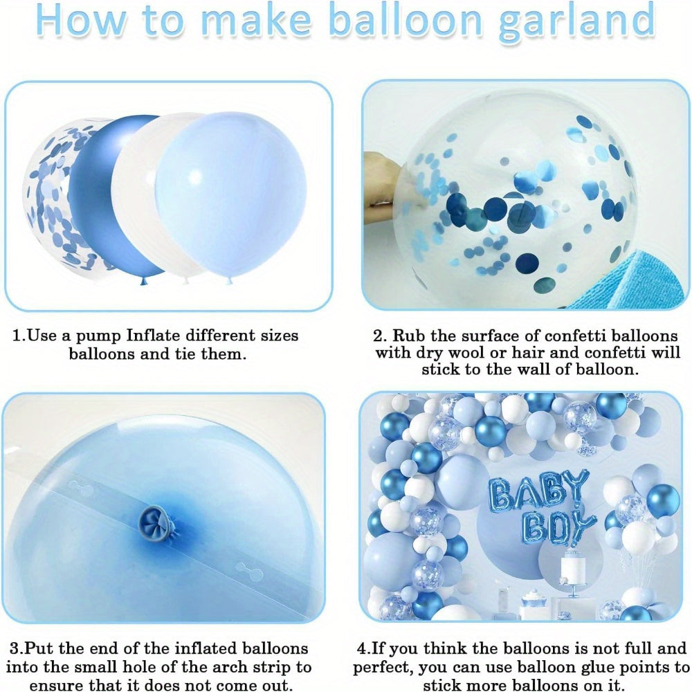 Dusty Blue White Balloon Arch Kit Pastel Light Blue White Balloon Garland Kit Garland Arch Kit 5/ 12/ 18 Inch Different Size Balloons for Birthday Gender Reveal Anniversary Decorations Interesting Convenient