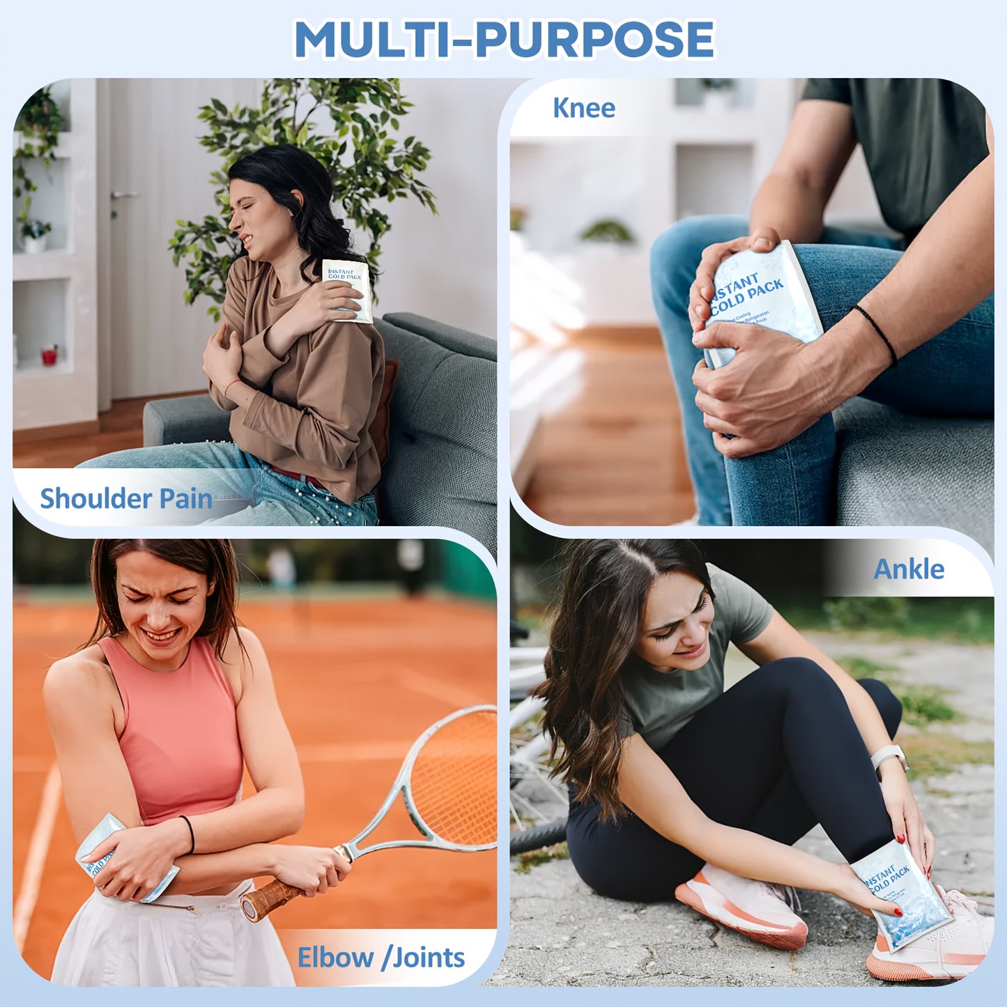 Disposable Cold Ice Packs - No Freezer Needed Instant Cold, PU Gel Cold Compress for Sports Injuries, Sprains, Post- Recovery | Portable First Aid Ice Pack Suitable for Athletes, Use, Care