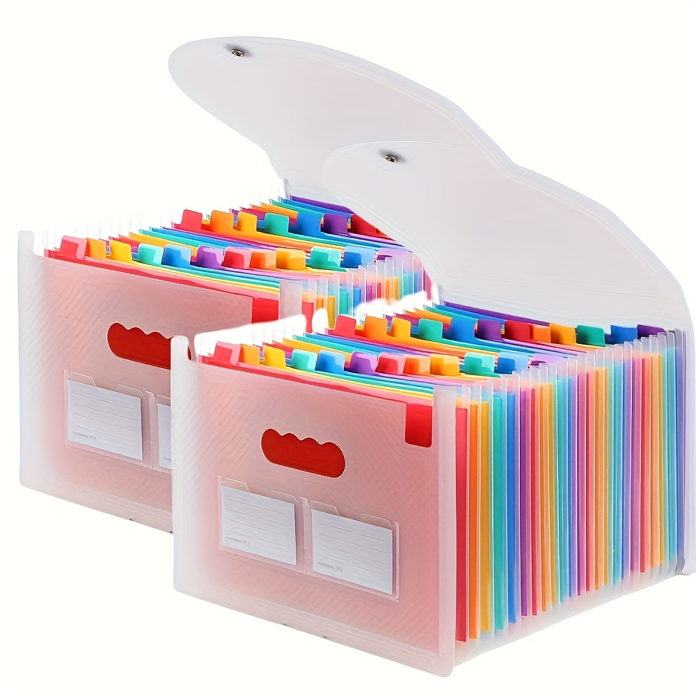 1pc/2pcs/5pcs Folder Multi-Purpose Standing Document Folder Expandable A4 File Folder 25 Pockets Colored Index Tabs For Office School Home